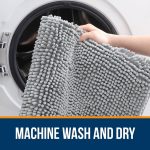 Buganda Bathroom Rugs 30x20, Quick Dry Machine Washable Chenille Bath Mats with Rubber Backing, Grey - Image 71